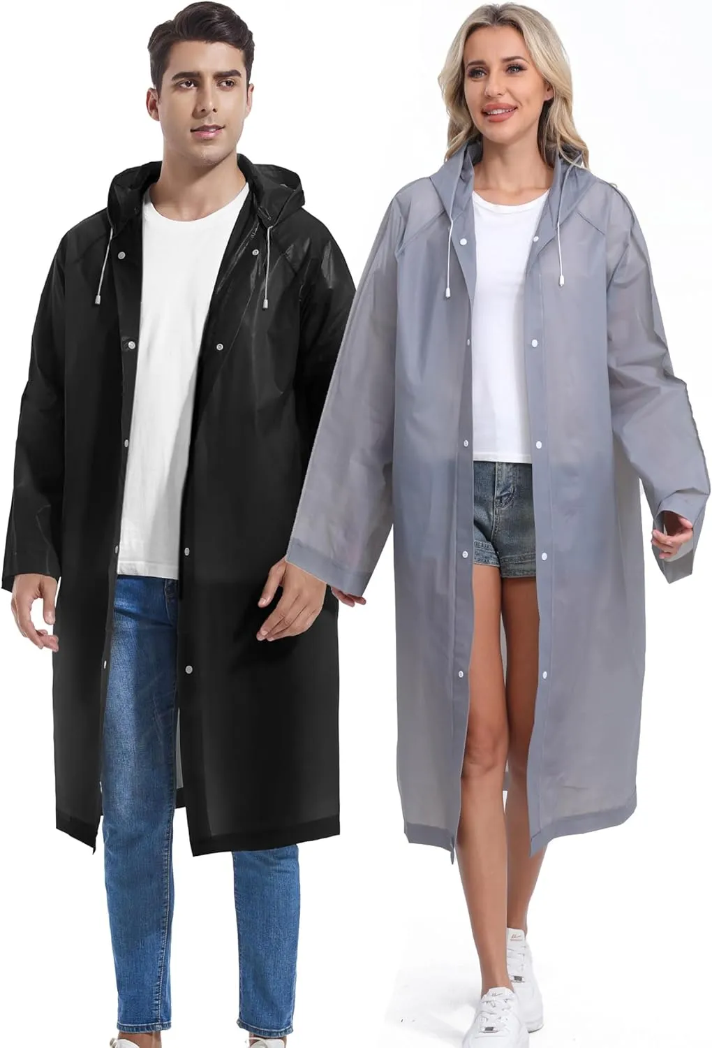 2PCS Borogo Rain Coats for Adults - Reusable Rain Jackets for Men & Women