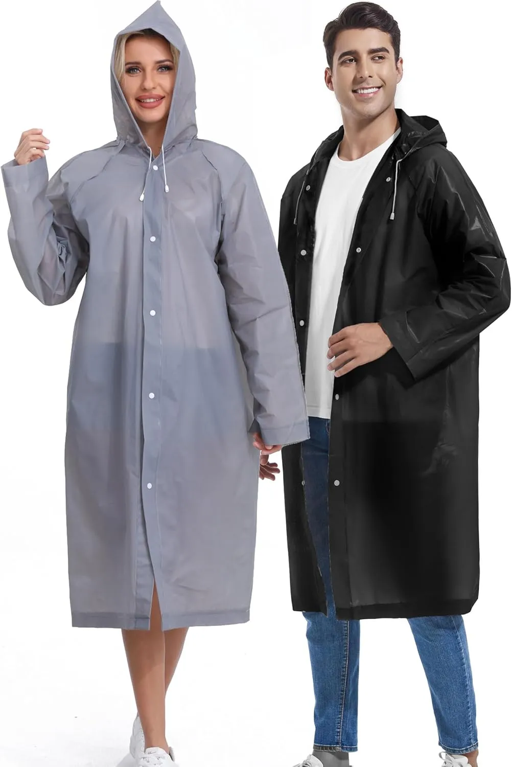2PCS Borogo Rain Coats for Adults - Reusable Rain Jackets for Men & Women
