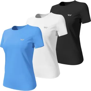 3-5 Pack Workout Shirts Women Running Quick Dry Crew Neck Gym Moisture Wicking T-Shirts Athletic Yoga Tee Top UPF 50 
