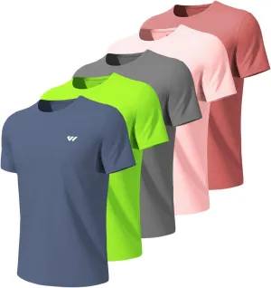 3 or 5 Pack Workout Shirts for Men Quick Dry Running T-Shirt Short Sleeves Moisture Wicking Crew Neck Tee Athletic Casual Top