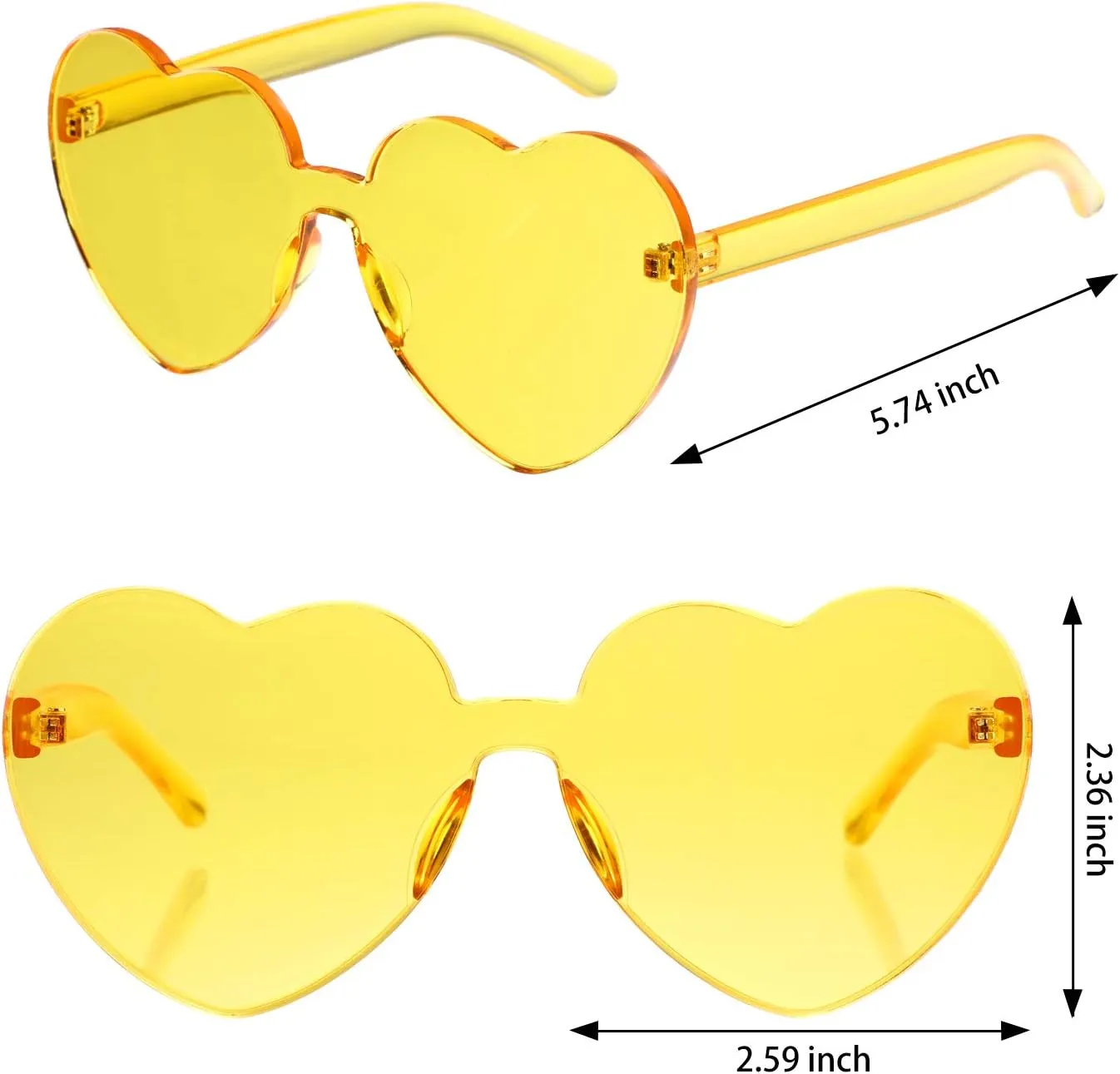 4 Pieces Heart Shaped Sunglasses for Women Men Valentine 's Gift Frameless Glasses