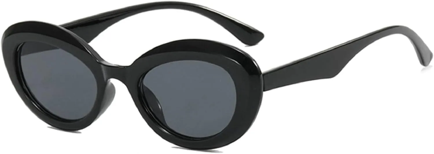 80s Oval Sunglasses for Women Men,Trendy 70s Vintage Retro Fashion Cat Eye Sun Glasses UV400