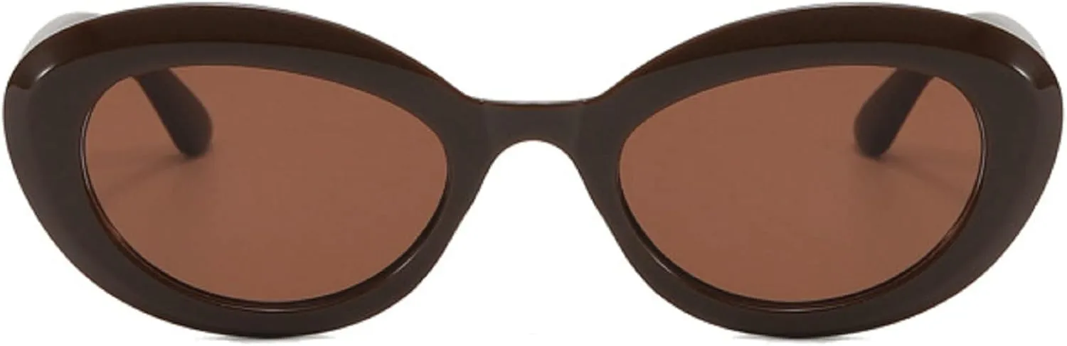 80s Oval Sunglasses for Women Men,Trendy 70s Vintage Retro Fashion Cat Eye Sun Glasses UV400