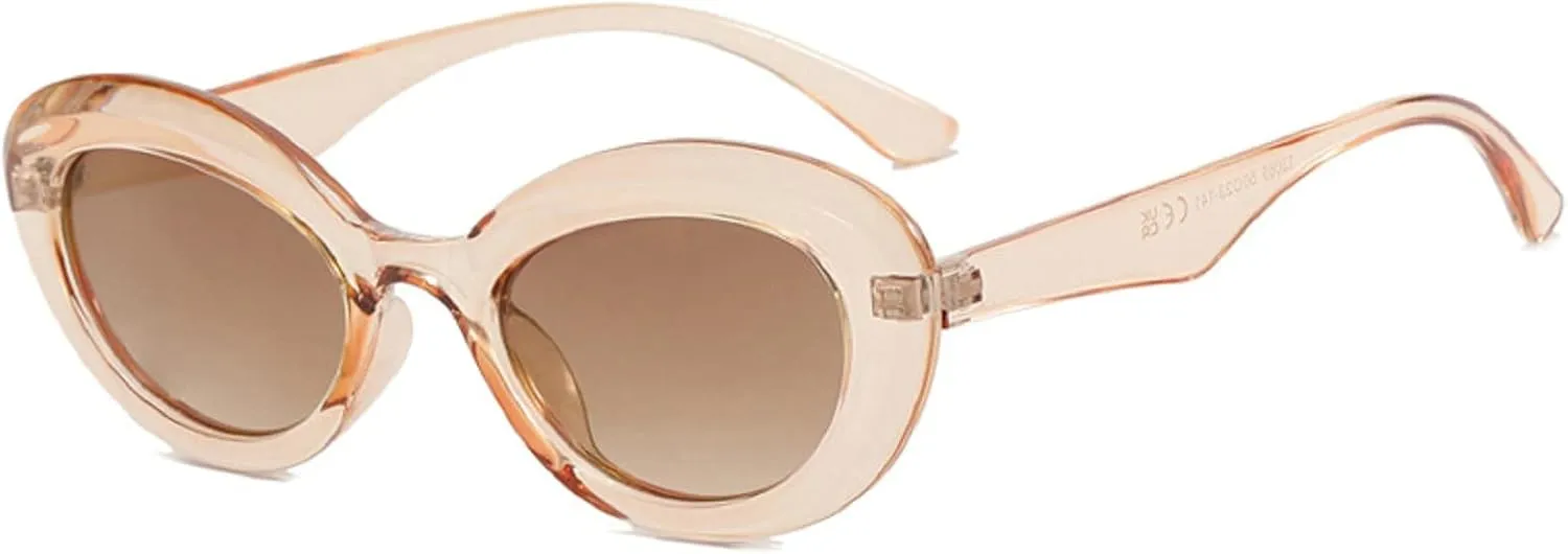 80s Oval Sunglasses for Women Men,Trendy 70s Vintage Retro Fashion Cat Eye Sun Glasses UV400