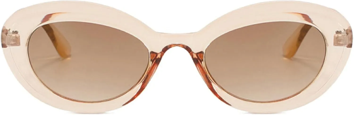 80s Oval Sunglasses for Women Men,Trendy 70s Vintage Retro Fashion Cat Eye Sun Glasses UV400