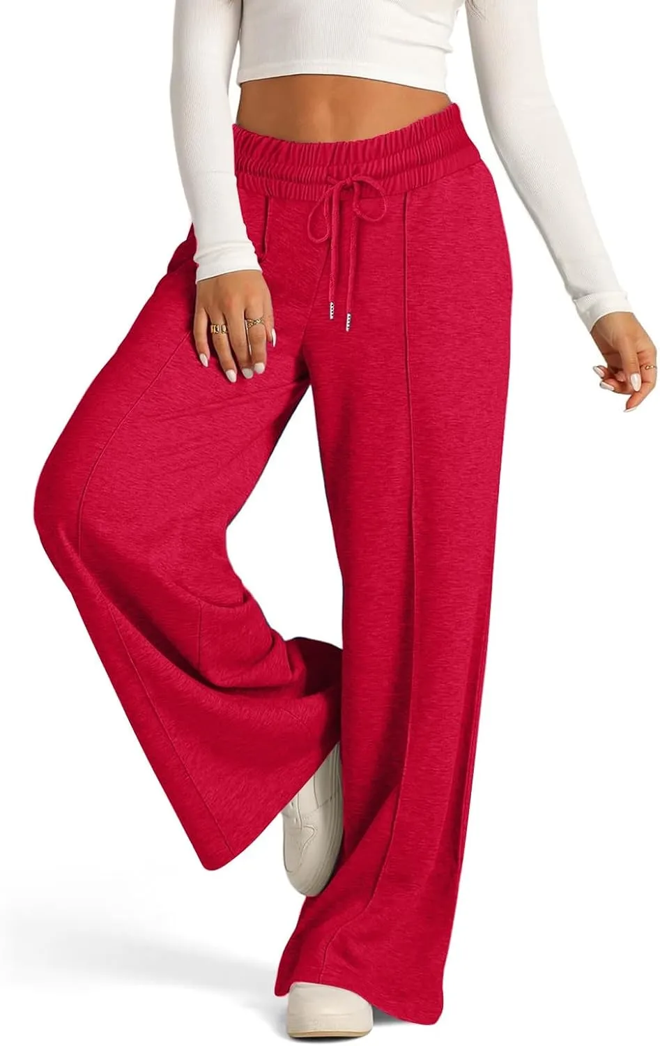 ADHOWBEW Sweat Pants for Womens 2025 Wide Leg High Rise Casual Trendy Elastic Waist Comfy Athletic Joggers