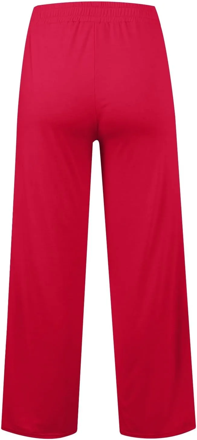ADHOWBEW Sweat Pants for Womens 2025 Wide Leg High Rise Casual Trendy Elastic Waist Comfy Athletic Joggers