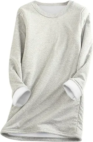 aihihe Women's Winter Warm Fleece Sherpa Lined Sweatshirts Plus Size Crewneck Casual Fluffy Loungewear Thermal Pullover