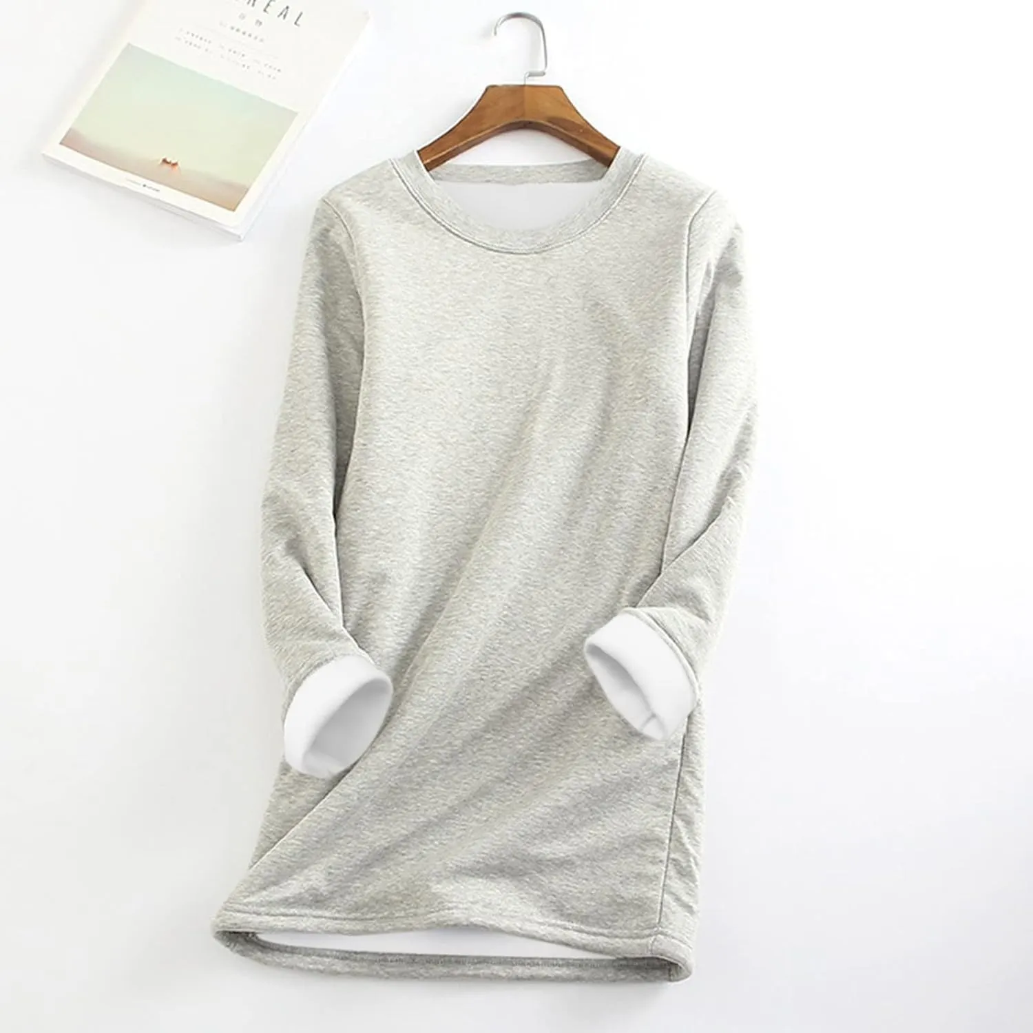aihihe Women's Winter Warm Fleece Sherpa Lined Sweatshirts Plus Size Crewneck Casual Fluffy Loungewear Thermal Pullover