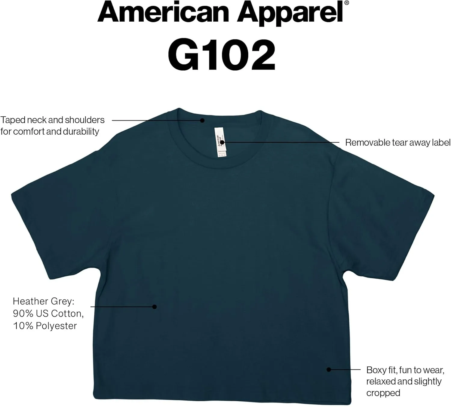 American Apparel Women's Fine Jersey Boxy T-Shirt, Style G102, 2-Pack