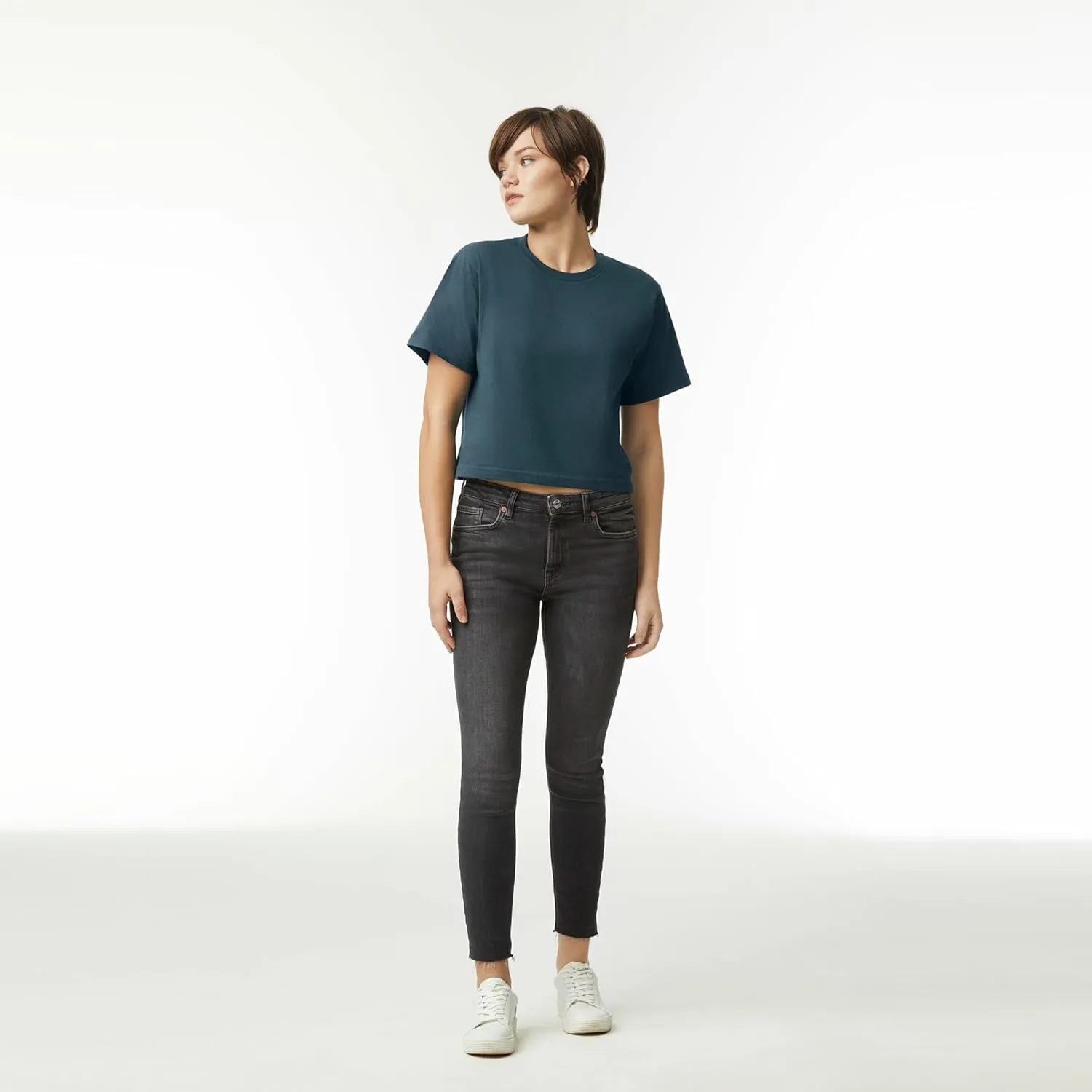 American Apparel Women's Fine Jersey Boxy T-Shirt, Style G102, 2-Pack