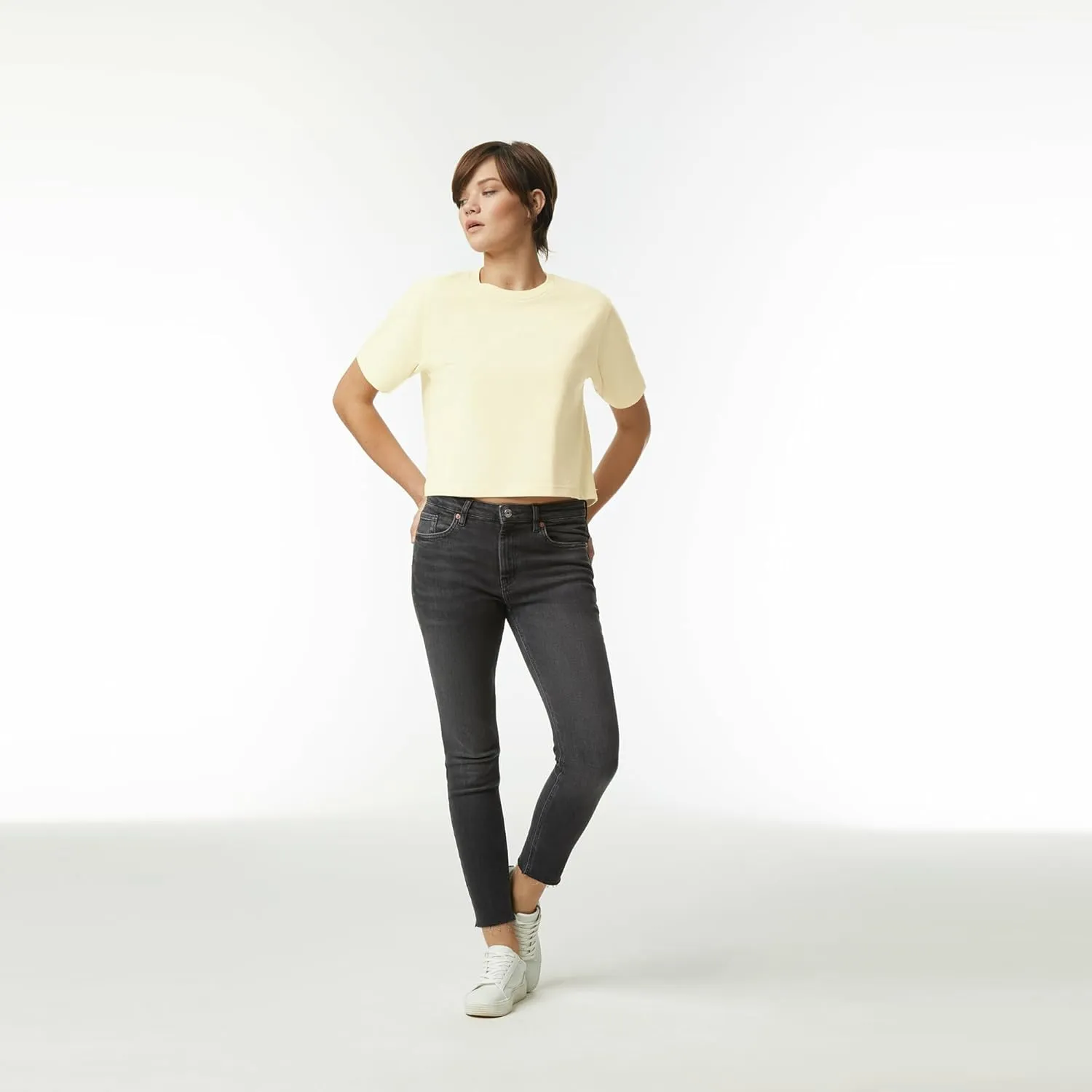 American Apparel Women's Fine Jersey Boxy T-Shirt, Style G102, 2-Pack
