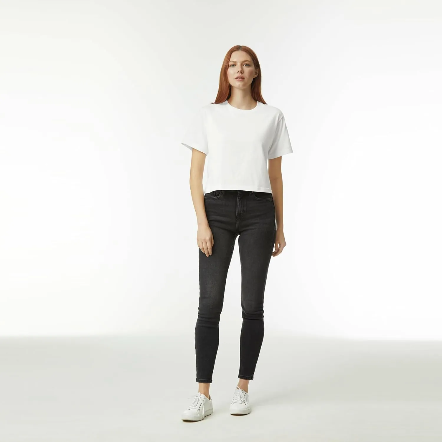 American Apparel Women's Fine Jersey Boxy T-Shirt, Style G102, 2-Pack