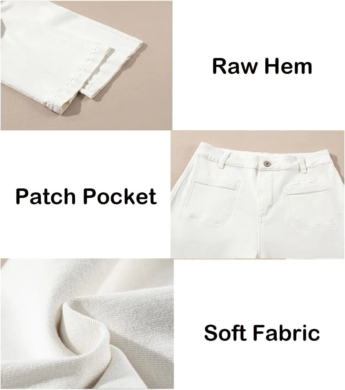 Astylish Womens Jeans Wide Leg High Waisted Stretchy Straight Leg Jeans Trendy Ankle Denim Pants with Patch Pocket