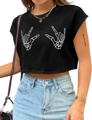Avanova Women Oversized Batwing Boxy Tee Shirt Crewneck Loose Short Sleeve Crop Top
