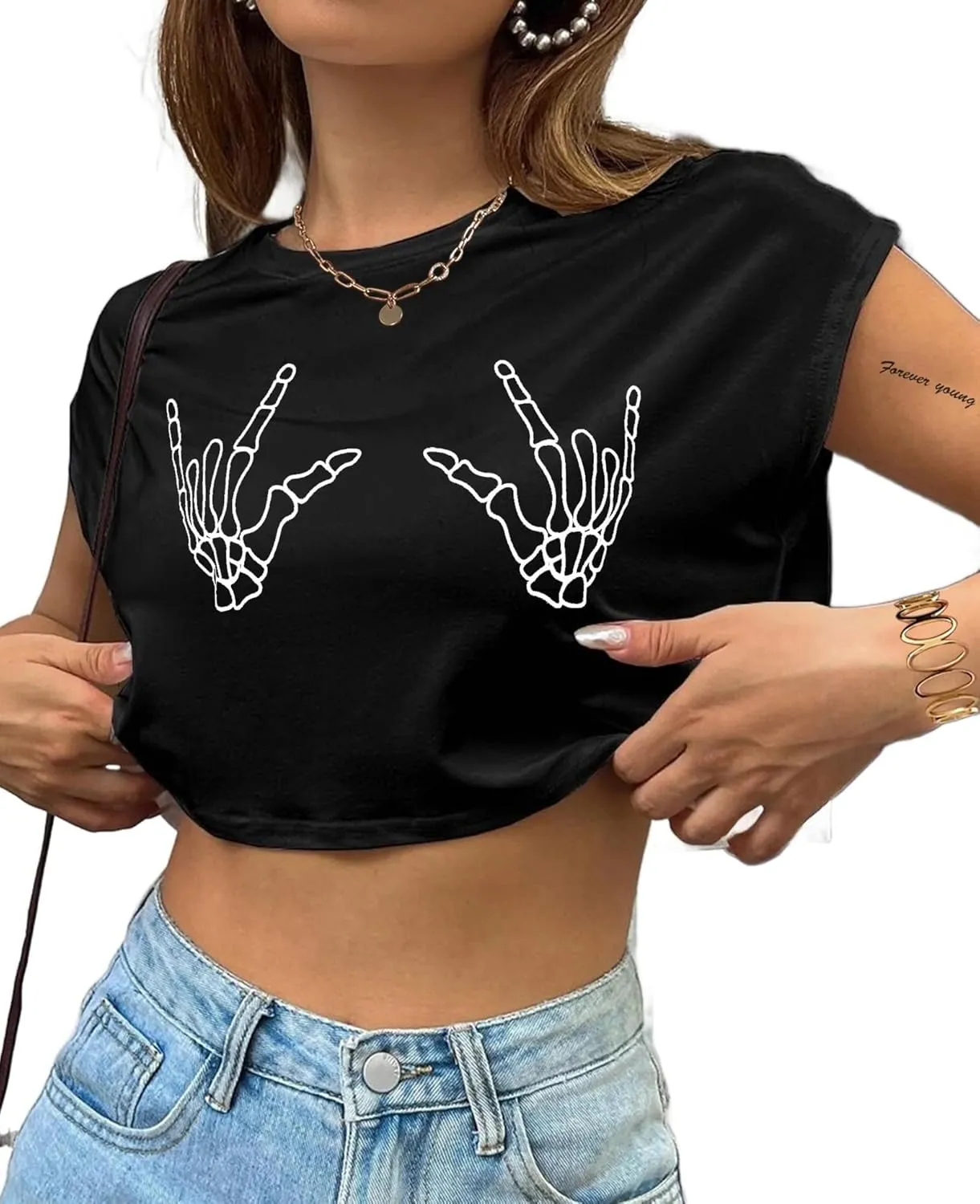 Avanova Women Oversized Batwing Boxy Tee Shirt Crewneck Loose Short Sleeve Crop Top