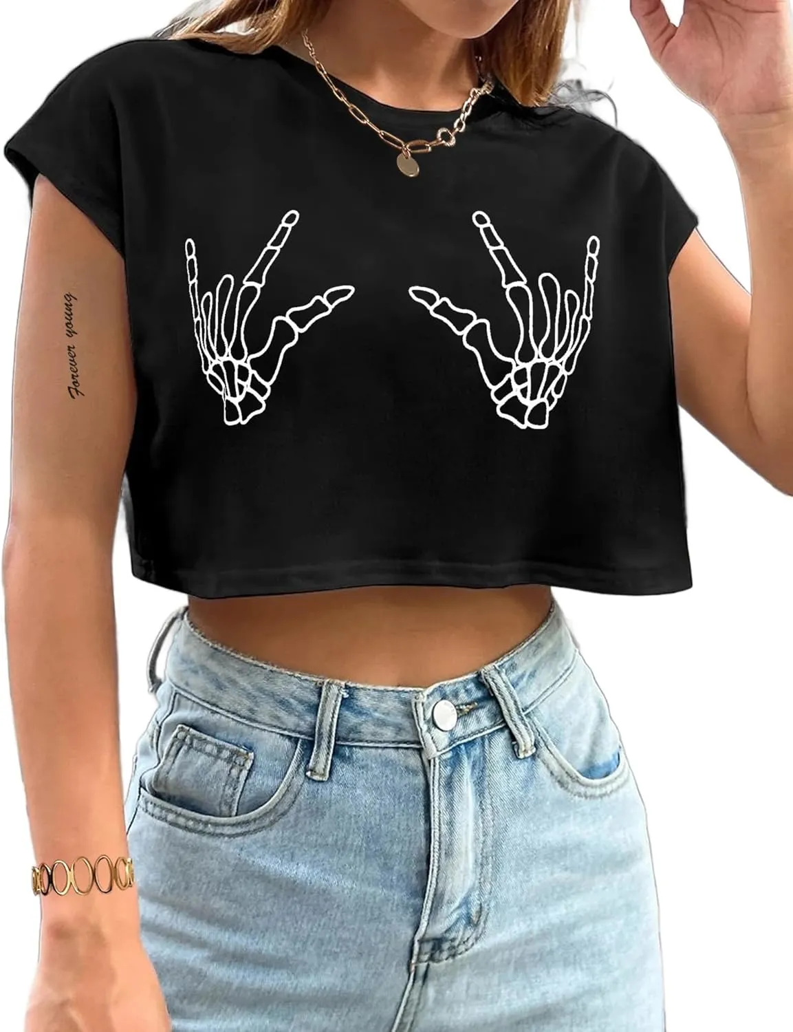 Avanova Women Oversized Batwing Boxy Tee Shirt Crewneck Loose Short Sleeve Crop Top