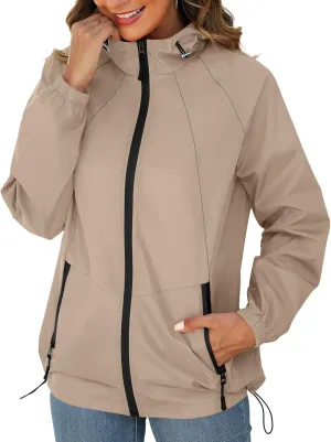 Avoogue Rain Jackets for Women with Hooded Lightweight Packable Rain Coat