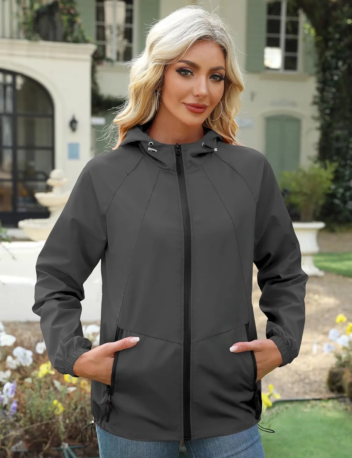 Avoogue Rain Jackets for Women with Hooded Lightweight Packable Rain Coat
