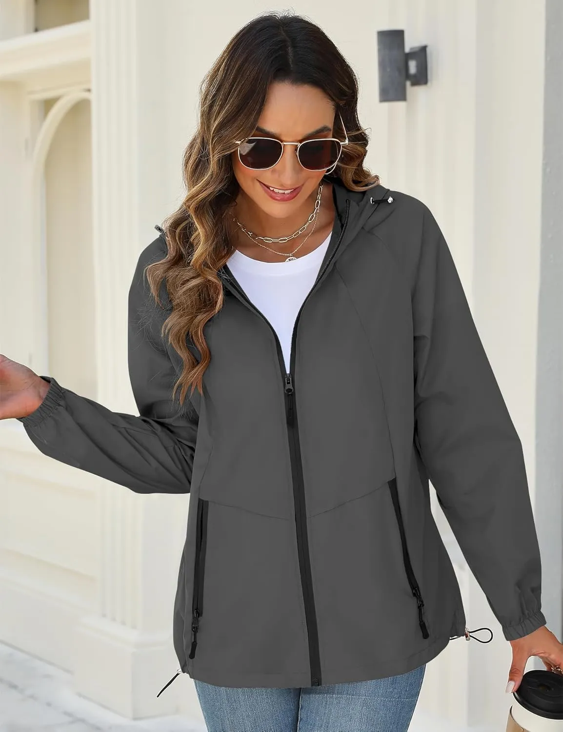 Avoogue Rain Jackets for Women with Hooded Lightweight Packable Rain Coat