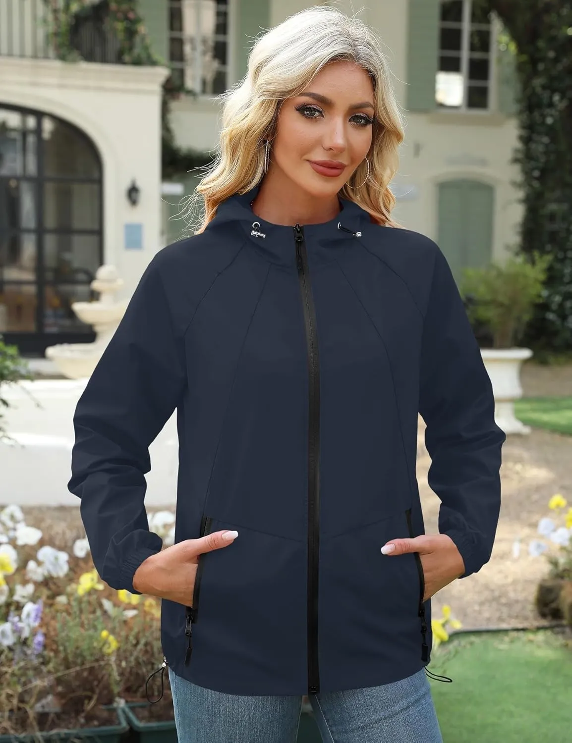 Avoogue Rain Jackets for Women with Hooded Lightweight Packable Rain Coat