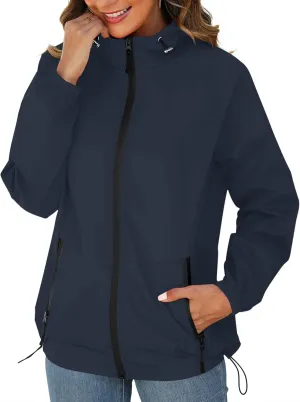 Avoogue Rain Jackets for Women with Hooded Lightweight Packable Rain Coat