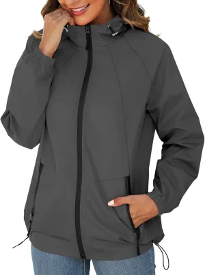 Avoogue Rain Jackets for Women with Hooded Lightweight Packable Rain Coat