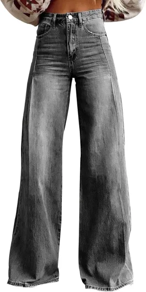 Baggy Jean for Women 2025 Summer Wide Leg Dark Wash 90s Jean Vintage Pant Street Denim Pant