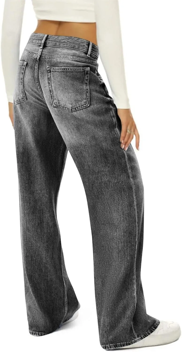 Baggy Jean for Women 2025 Summer Wide Leg Dark Wash 90s Jean Vintage Pant Street Denim Pant
