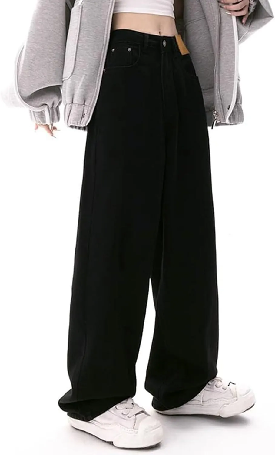 Baggy Jeans for Womens High Waisted Wide Leg Straight Boyfriend Denim Trousers Black Vintage Streetwear Loose Fit Jeans