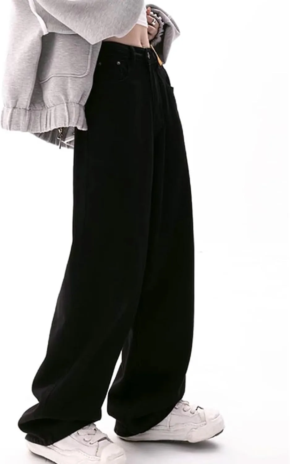 Baggy Jeans for Womens High Waisted Wide Leg Straight Boyfriend Denim Trousers Black Vintage Streetwear Loose Fit Jeans