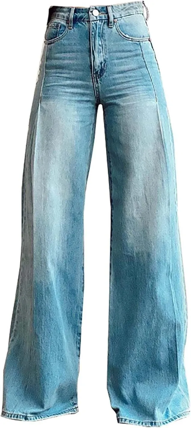 Baggy Wide Leg Jeans Woman 2025 Summer Dark Wash Vintage Pant Trendy Y2K Street Fashion Denim Pant with Pockets