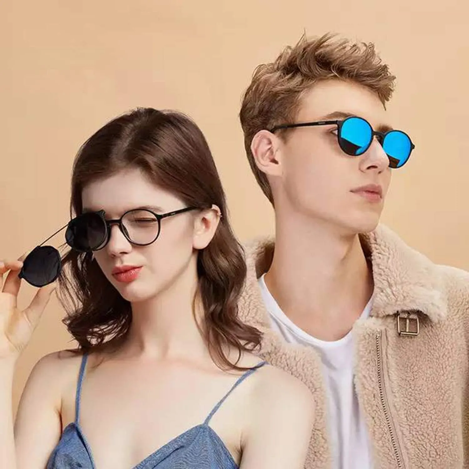 BAUHAUS Magnetic Sunglasses Clip on for Men & Women UV400 Polarized Retro Round Anti-glare Clear Eyeglasses