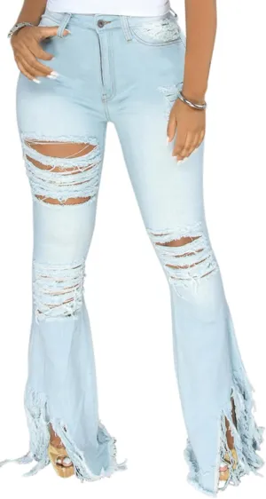 Bell Bottom Jeans for Women Skinny Flared Jeans Elastic High Waisted Vintage 70s Classic Stretchy Wide Leg Denim Pants