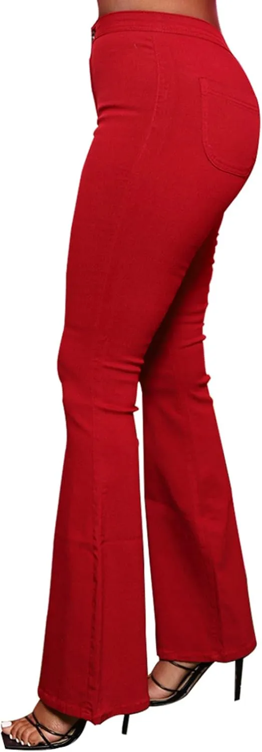 Bell Bottom Jeans for Women Skinny Flared Jeans Elastic High Waisted Vintage 70s Classic Stretchy Wide Leg Denim Pants