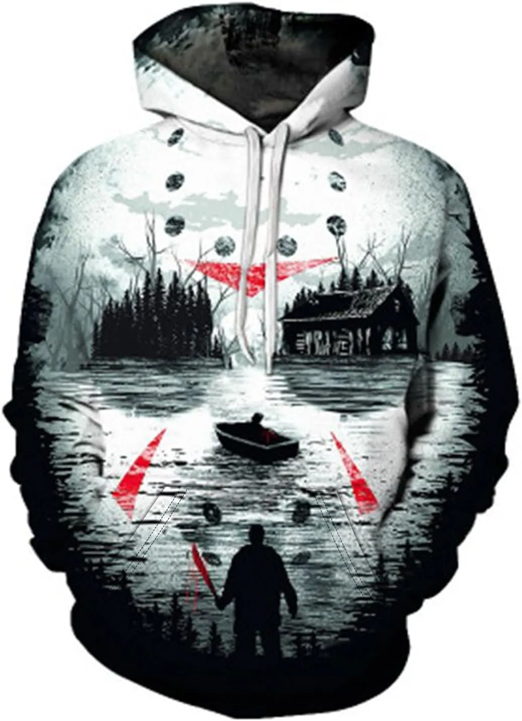 Big And Tall Hoodies For Men Mens Hooded Sweatshirt Casual 3D Printed Long Sleeve Pullover Loose Hoodie Top Happy Hoodies