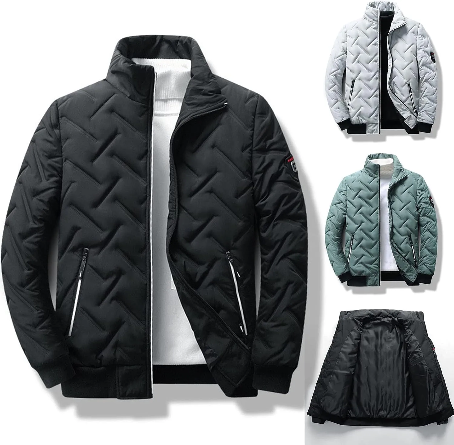Bomber Jacket for Men Lightweight Cargo Jacket Coat Button Up Winter Outerwear Fashion Casual Stand Collar Coats