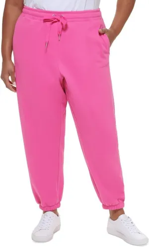 Calvin Klein Performance Womens Plus Fleece Lined Jogger Pants Pink 2X