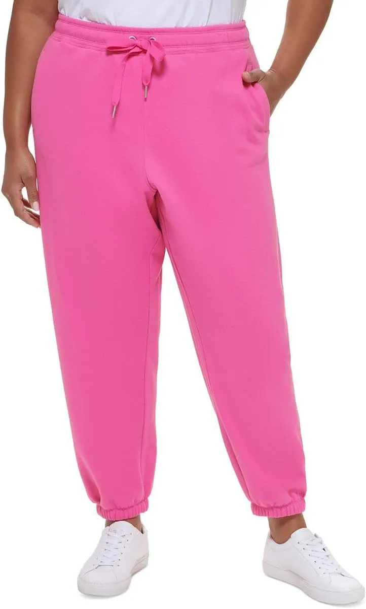 Calvin Klein Performance Womens Plus Fleece Lined Jogger Pants Pink 2X
