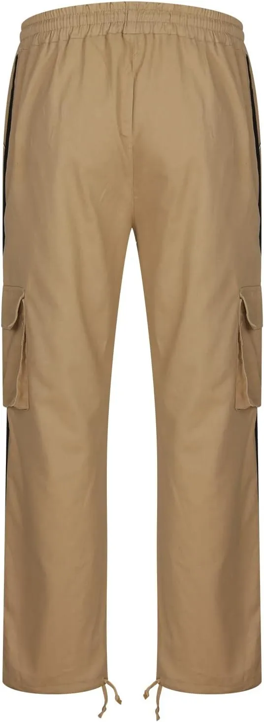 Cambkatl Men's Casual Cargo Pants Colorblock Straight Leg Workout Joggers Sweatpants Outdoor Hiking Pants with Multi-Pockets