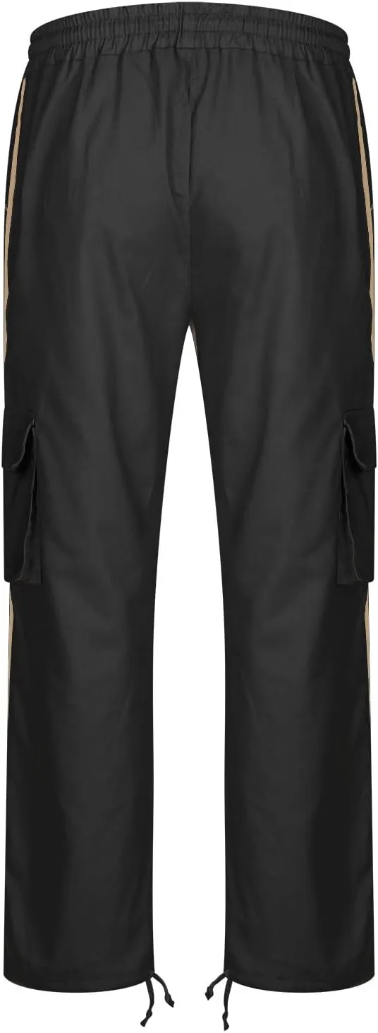 Cambkatl Men's Casual Cargo Pants Colorblock Straight Leg Workout Joggers Sweatpants Outdoor Hiking Pants with Multi-Pockets