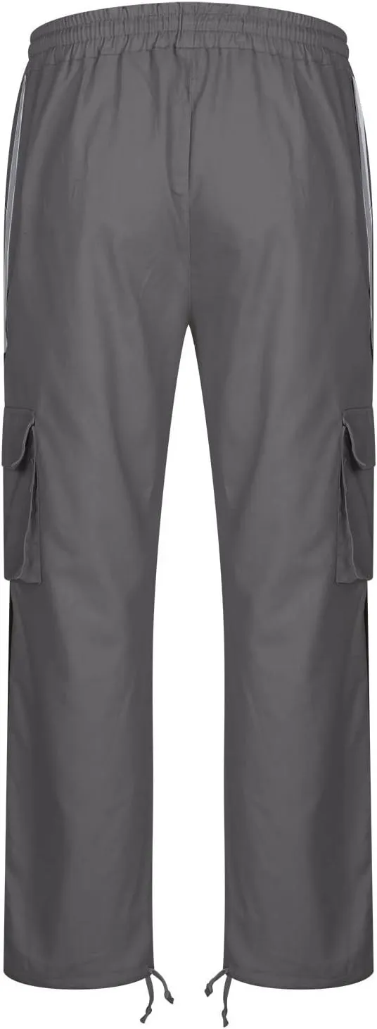 Cambkatl Men's Casual Cargo Pants Colorblock Straight Leg Workout Joggers Sweatpants Outdoor Hiking Pants with Multi-Pockets