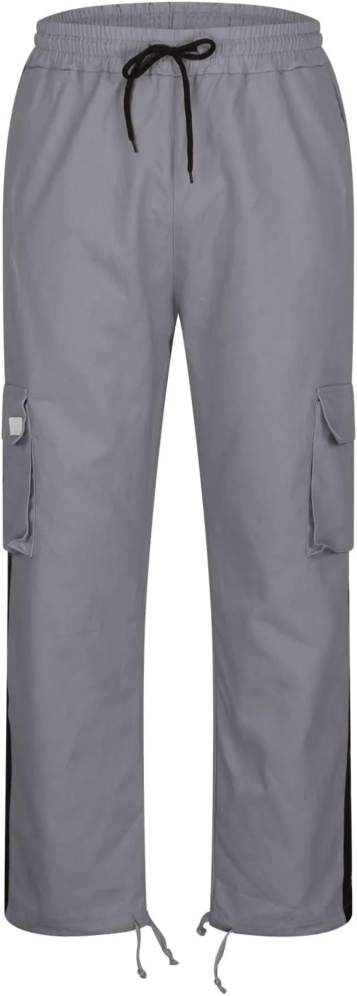 Cambkatl Men's Casual Cargo Pants Colorblock Straight Leg Workout Joggers Sweatpants Outdoor Hiking Pants with Multi-Pockets