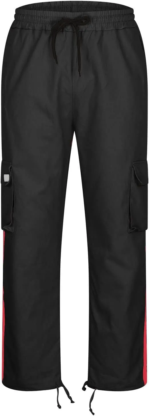 Cambkatl Men's Casual Cargo Pants Colorblock Straight Leg Workout Joggers Sweatpants Outdoor Hiking Pants with Multi-Pockets