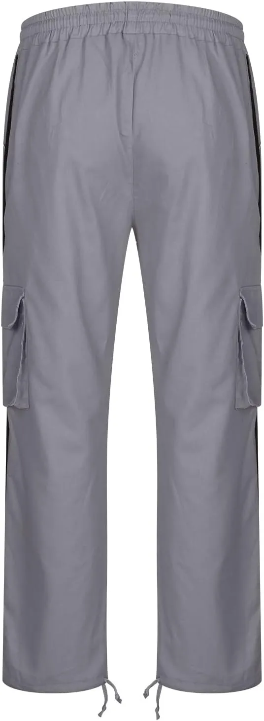 Cambkatl Men's Casual Cargo Pants Colorblock Straight Leg Workout Joggers Sweatpants Outdoor Hiking Pants with Multi-Pockets