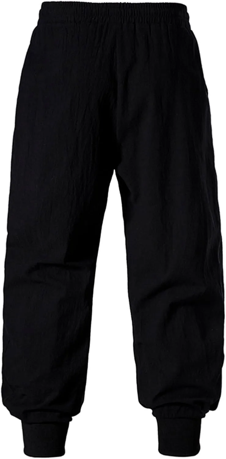 Cambkatl Men's Colorblock Linen Jogger Pants Lightweight Summer Yoga Golf Beach Sweatpants Lounge Trousers with Pockets
