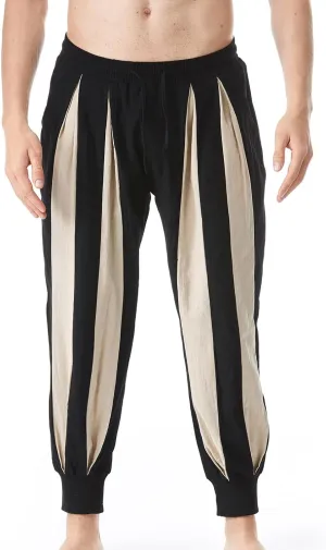 Cambkatl Men's Colorblock Linen Jogger Pants Lightweight Summer Yoga Golf Beach Sweatpants Lounge Trousers with Pockets