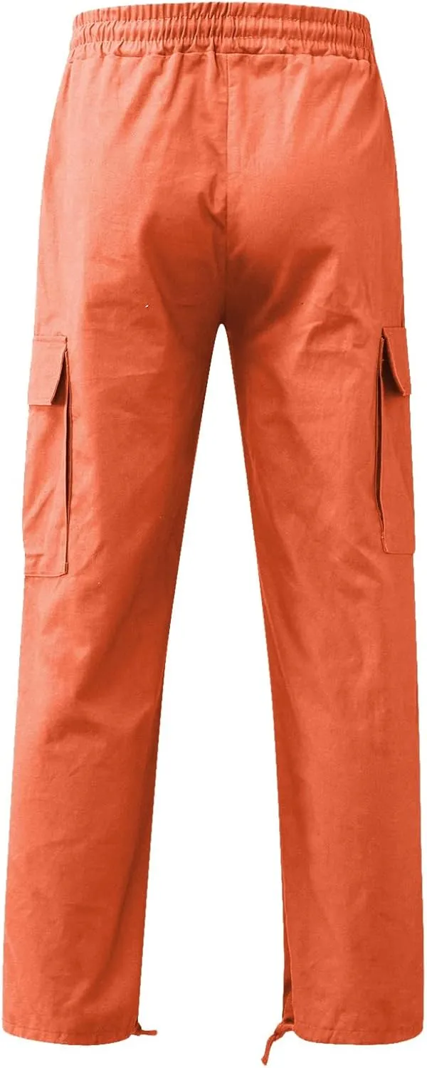 Cargo Pants for Men Relaxed Fit Mens Cargo Pants with Zipper Pockets Mens High Waisted Baggy Jogger Sweatpants Lounge