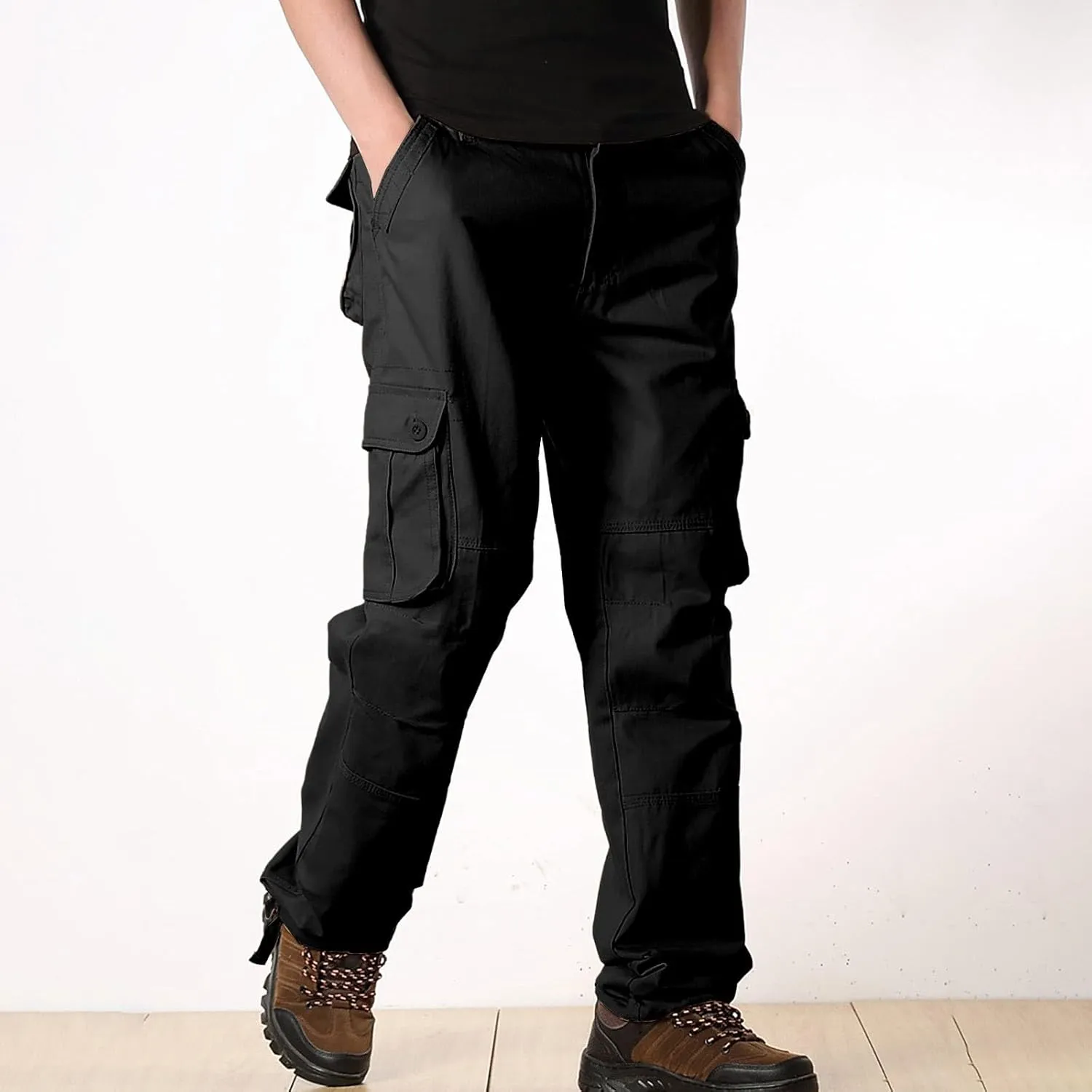 Cargo Pants Men Thickened Pants Cotton Pocket Multi Color Large Sanitary Trousers Lightweight Hiking Trousers