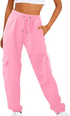 Cargo Pants Women Fleece Lined Joggers Sweatpants Baggy Casual Athletic Jogging Pants with Pocket Trendy Fall Outfits